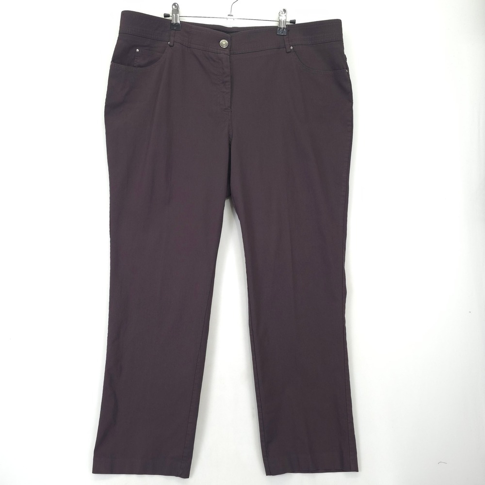 89th + Madison Women 20 Brown Stretch Straight Leg Dress Pants Casual Office